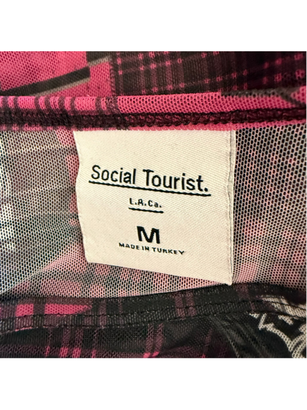 NWOT Social Tourist mesh crop top Hollister plaid long sleeves punk alt grunge M - Picture 8 of 11
